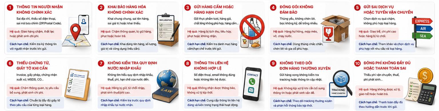 10 lỗi thường gặp khi gửi hàng quốc tế và cách hạn chế